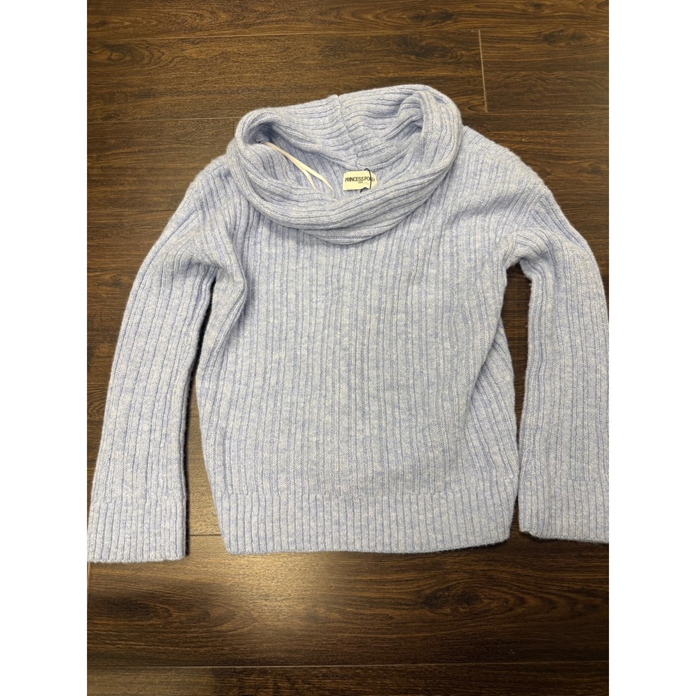 NWT Princess Polly Light Blue Ribbed Cowl Neck Knit Sweater (XS/S)